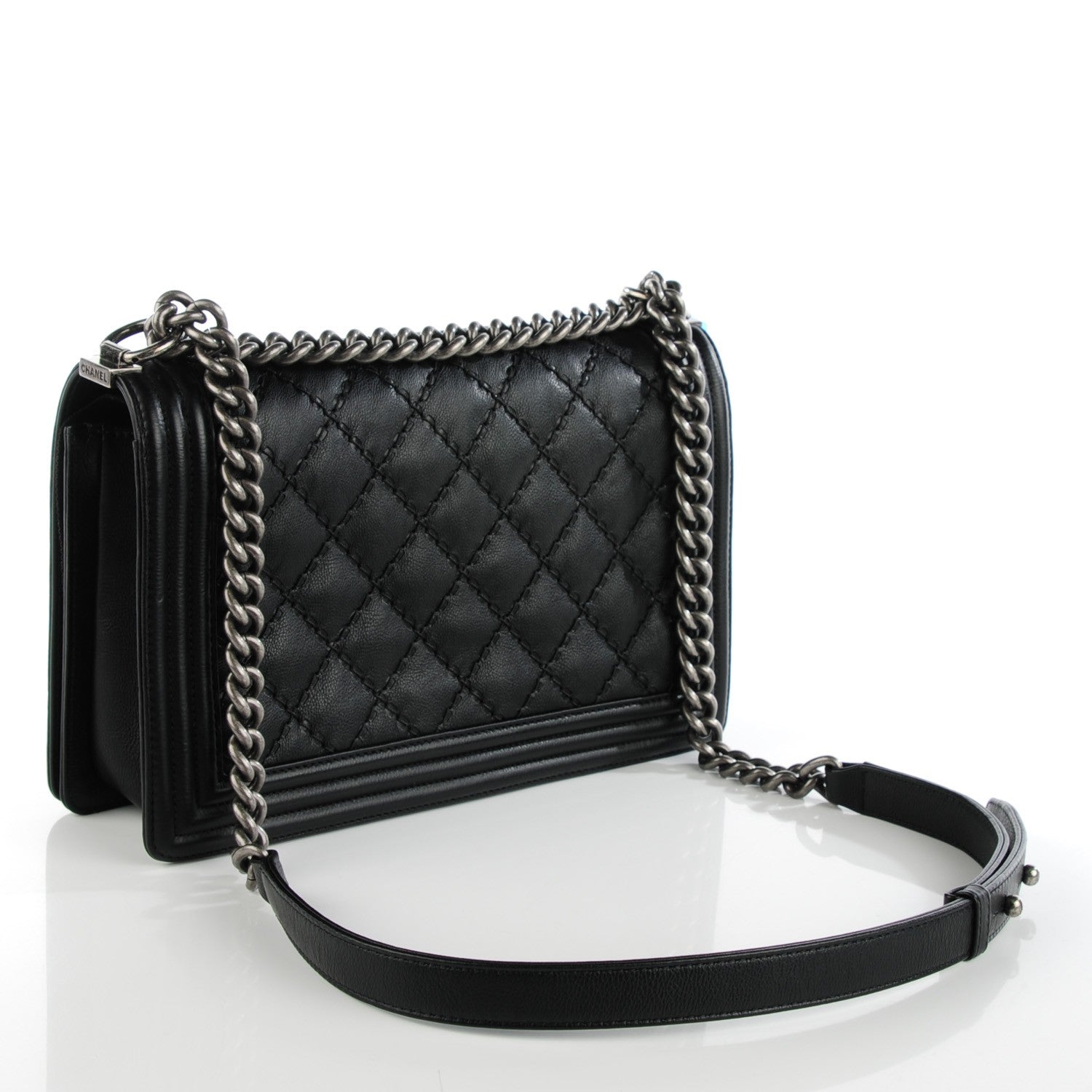 Chanel Calfskin Double Stitch Medium Boy Flap Black 3 of 9