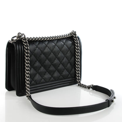 Chanel Calfskin Double Stitch Medium Boy Flap Black 3 of 9