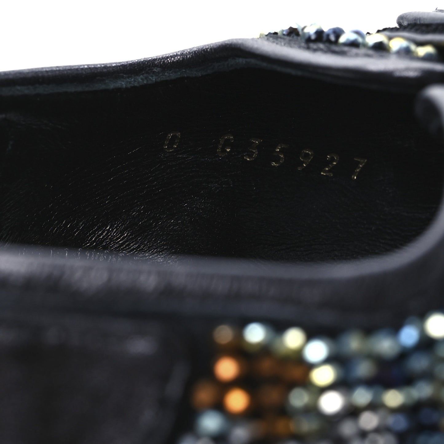 Grained Calfskin Crystal Velcro Dad Sandals 40 Black Multicolor