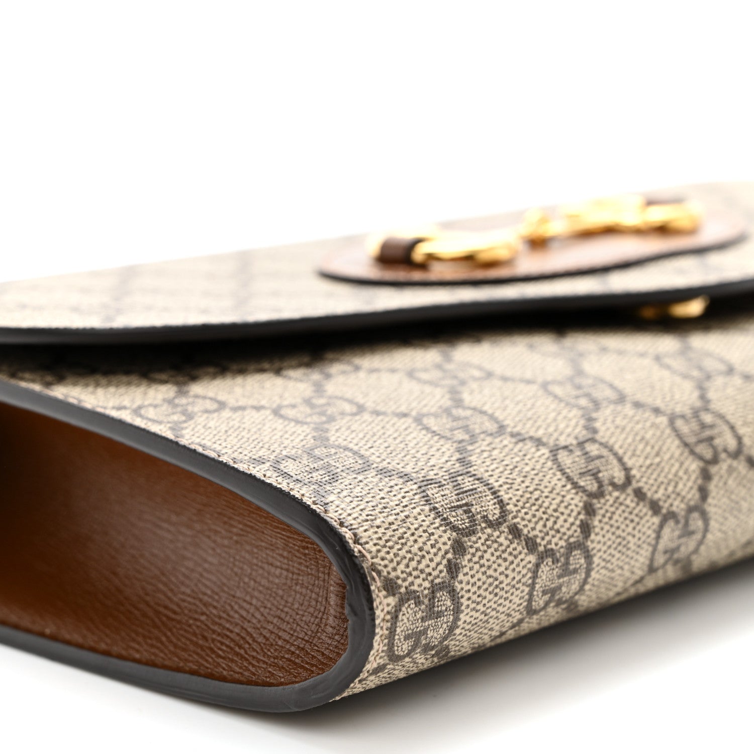 Gucci GG Supreme Monogram Azalea Calfskin Web Small Horsebit 1955 Crossbody Bag Beige Ebony Brown Sugar 10 of 14