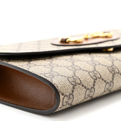 Gucci GG Supreme Monogram Azalea Calfskin Web Small Horsebit 1955 Crossbody Bag Beige Ebony Brown Sugar 10 of 14