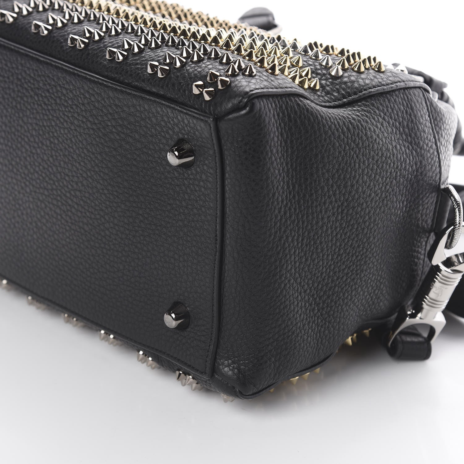 Christian Louboutin Calfskin Mix Chevron Spikes Small Panettone Bowling Bag Black 6 of 8