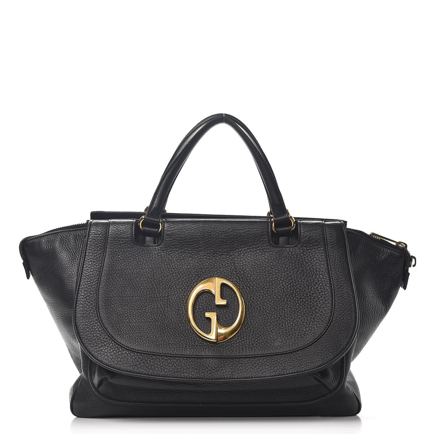 Pebbled Calfskin Medium 1973 Top Handle Satchel Black