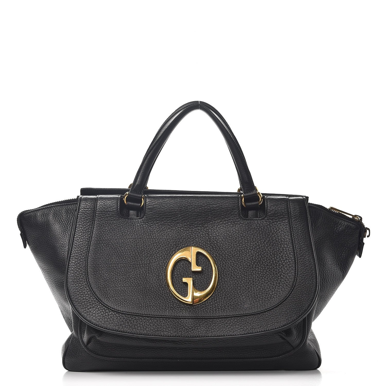 Gucci Pebbled Calfskin Medium 1973 Top Handle Satchel Black 1 of 19