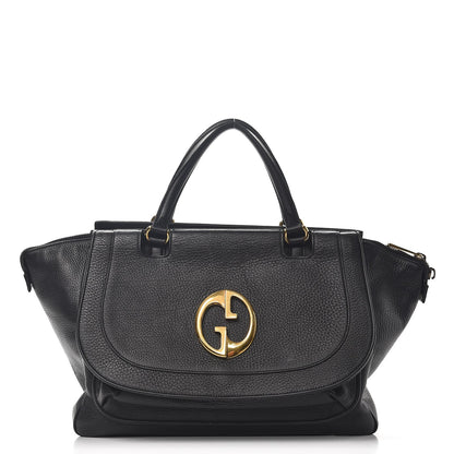 Gucci Pebbled Calfskin Medium 1973 Top Handle Satchel Black 1 of 19