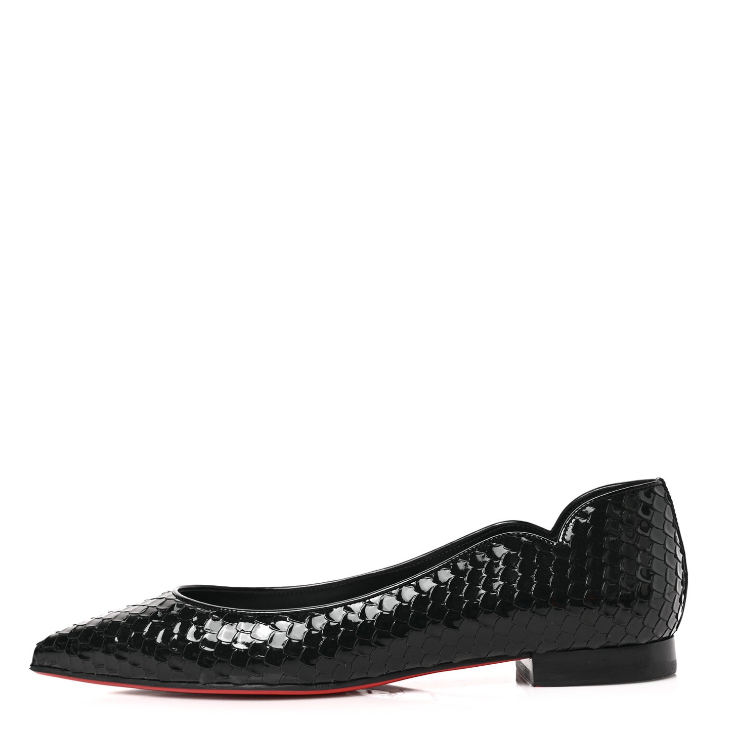 Patent Snakeskin Embossed Hot Chickita Flats 37 Black