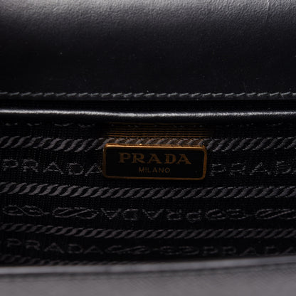 Prada Saffiano Soft Calfskin Chain Crossbody Bag Bianco Black 8 of 10