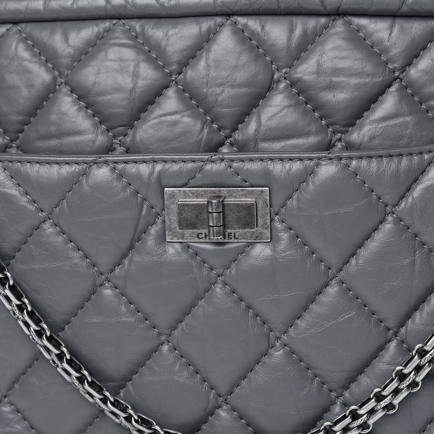 Aged Calfskin Quilted Large Reissue Camera Case Grey
