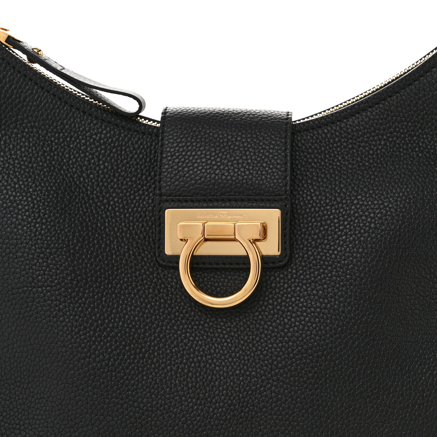 Salvatore Ferragamo Calfskin Fanisa Gancini Hobo Black 7 of 9