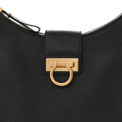 Salvatore Ferragamo Calfskin Fanisa Gancini Hobo Black 7 of 9