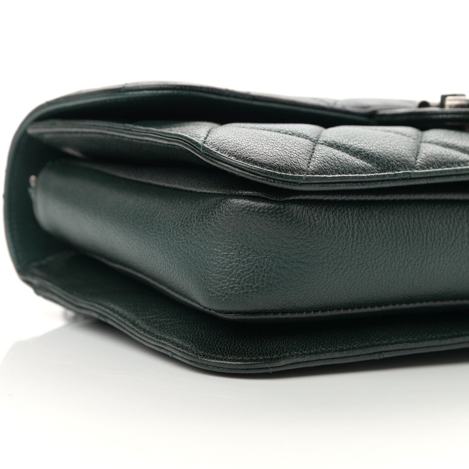Chanel Goatskin Quilted Medium Perfect Edge Flap Green 8 of 10