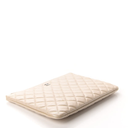 Chanel Iridescent Lambskin Quilted Medium Cosmetic Case Beige 4 of 11