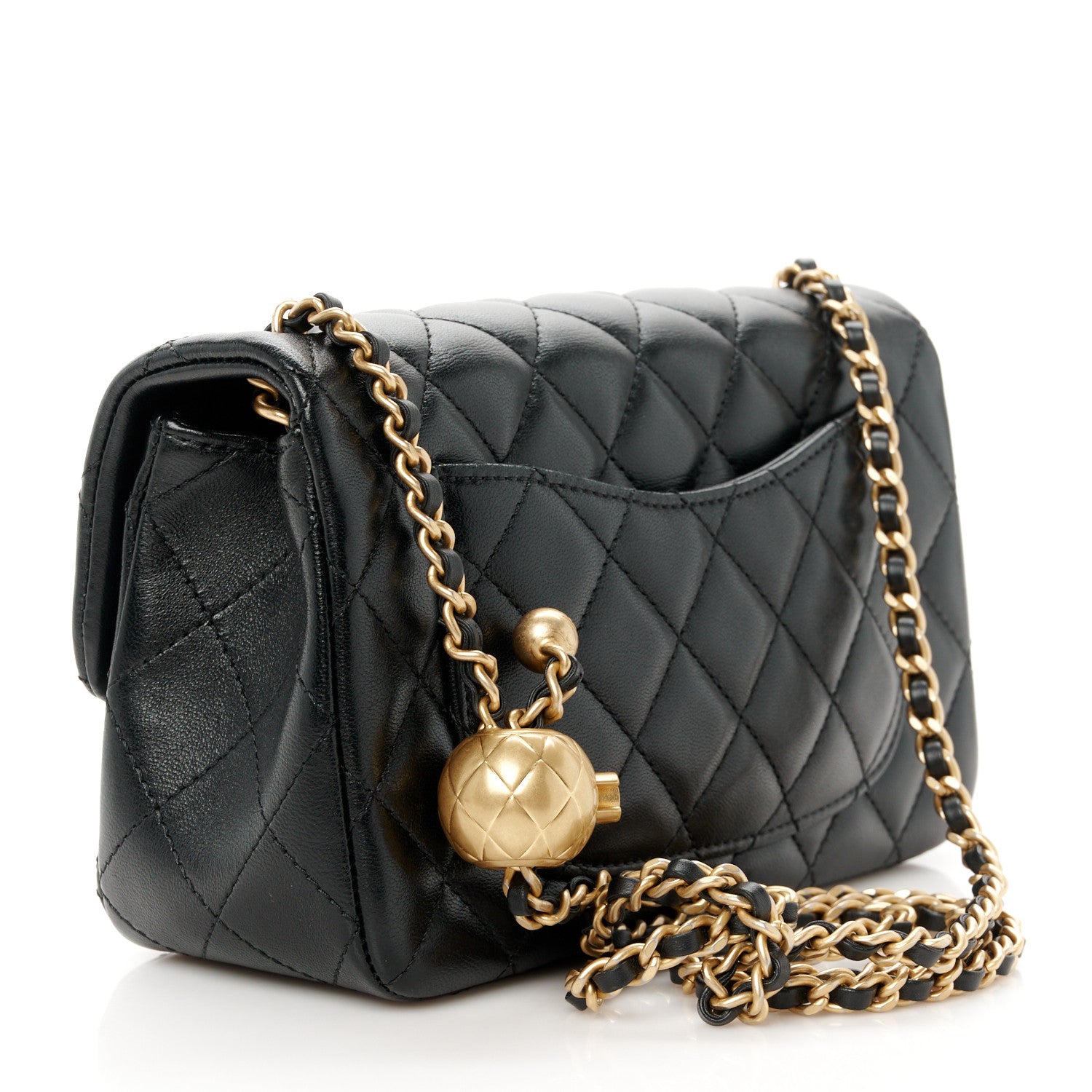 Chanel Lambskin Quilted Mini Rectangular Pearl Crush Flap Black 3 of 12