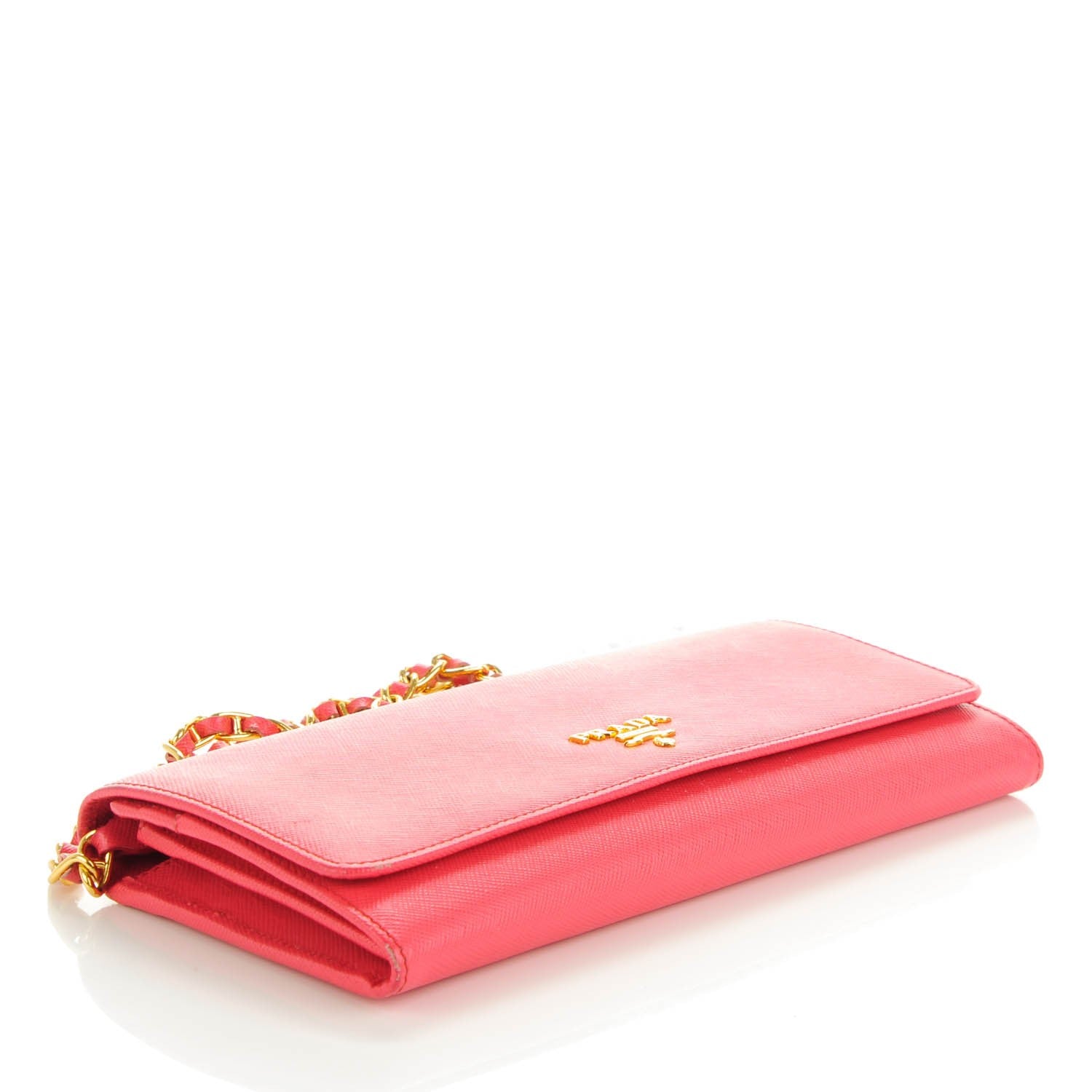 Prada Saffiano Metal Oro Chain Wallet Peonia 4 of 9