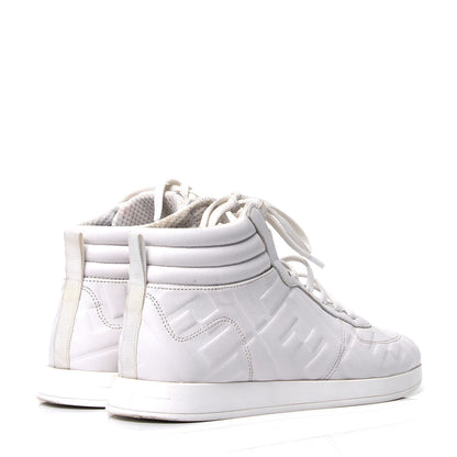 Fendi Nappa Macro FF Embossed Womens High Top Sneakers 35.5 White Ice 3 of 6