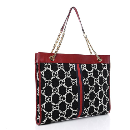 Gucci Tweed GG Monogram Large Rajah Chain Tote Romantic Cherry Black White 2 of 10