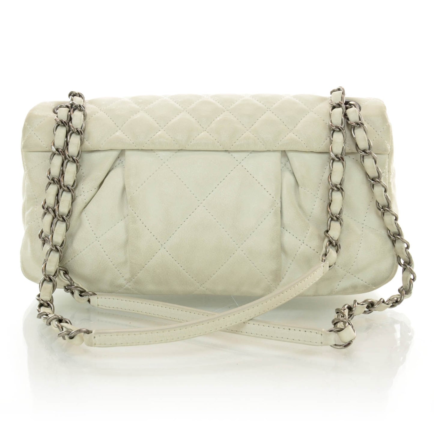 Iridescent Calfskin Chic Quilt Flap White