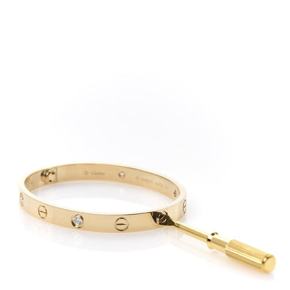 Cartier 18K Yellow Gold 4 Diamond LOVE Bracelet 16 4 of 6
