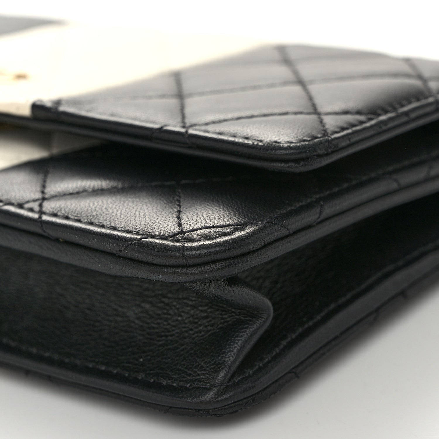 Chanel Lambskin Quilted Wallet On Chain WOC White Black 11 of 13