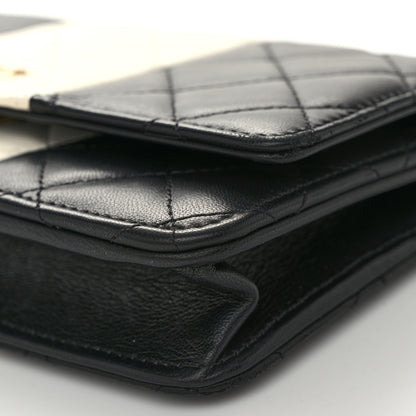 Chanel Lambskin Quilted Wallet On Chain WOC White Black 11 of 13