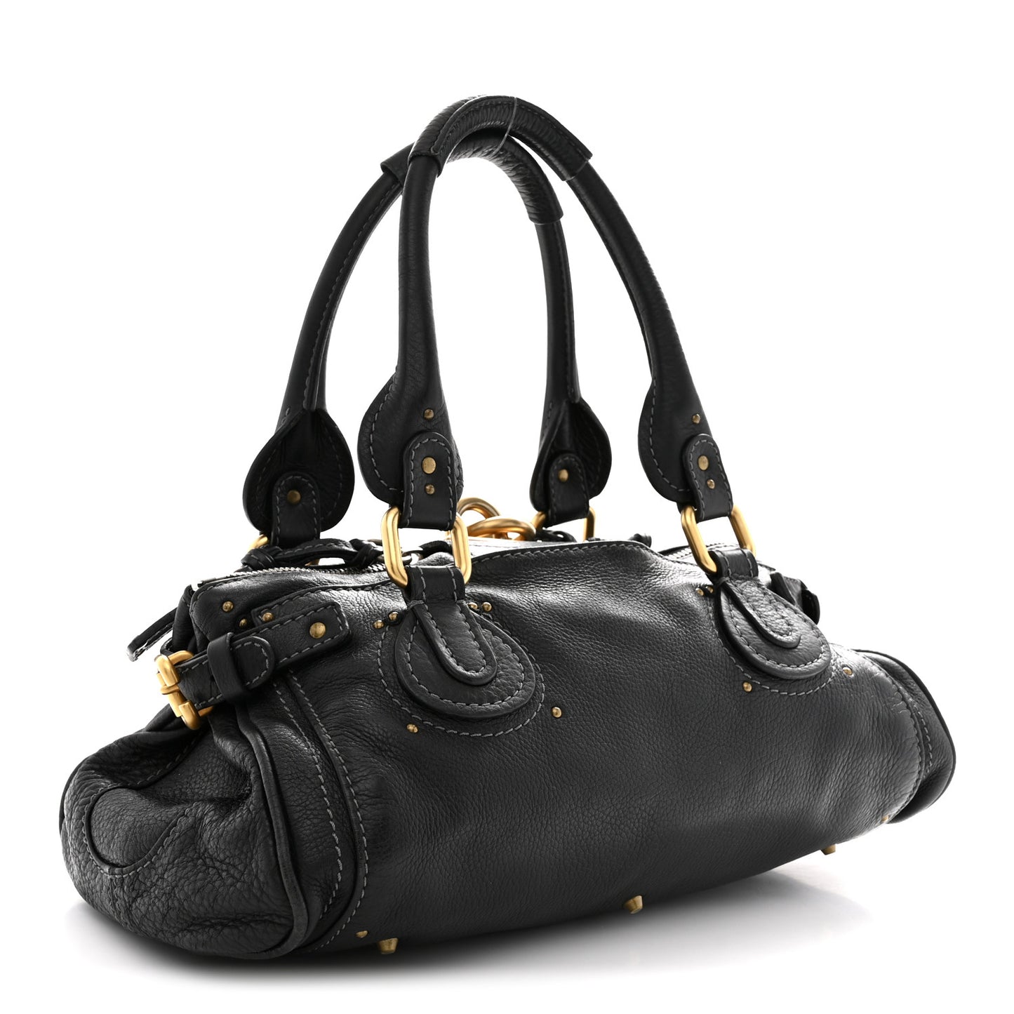 Calfskin Medium Paddington Satchel Black