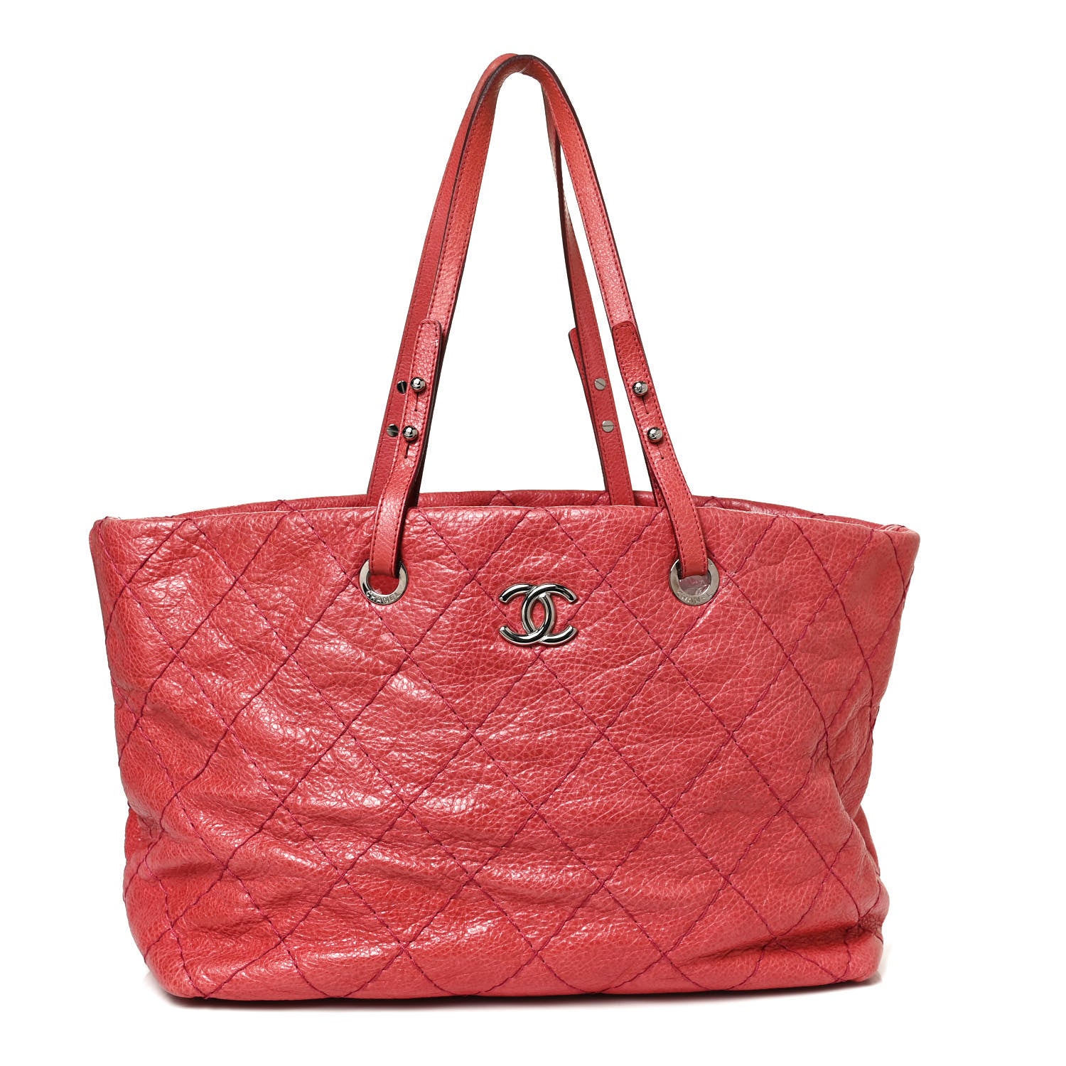 Chanel Glazed Calfskin Large On The Road Tote Red 1 of 9
