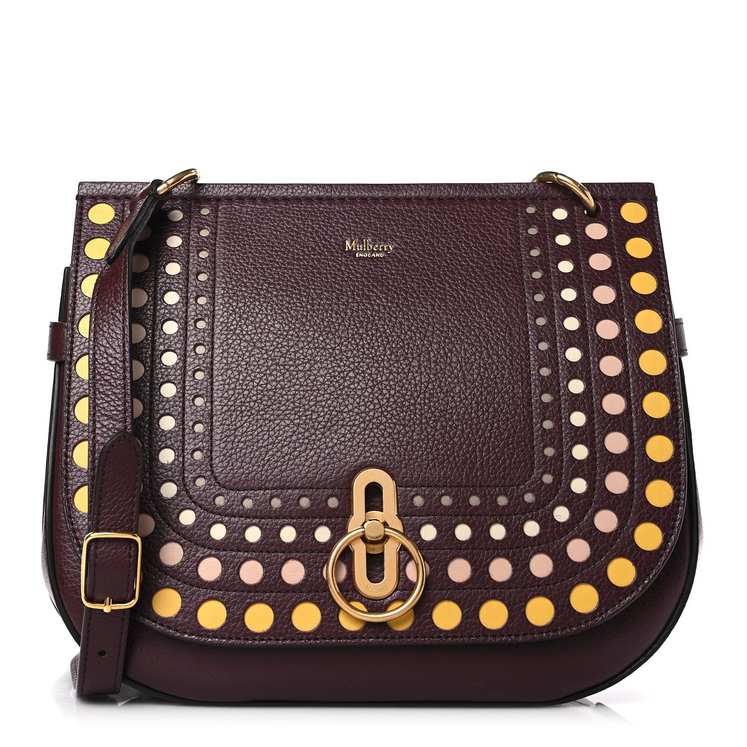 Mulberry Perforated Small Classic Grain Calfskin Amberley Satchel Oxblood 1 of 8