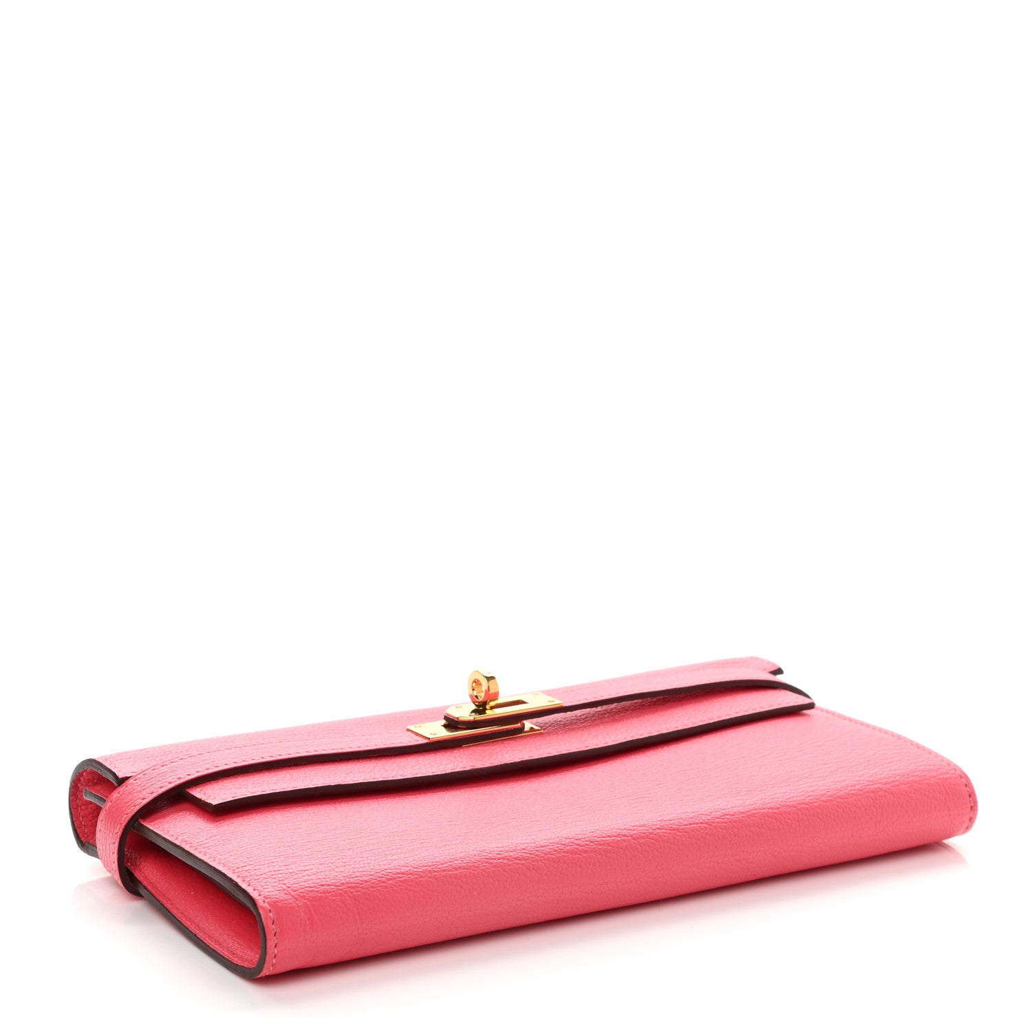 Hermes Chevre Mysore Kelly Longue Wallet Rose Lipstick 4 of 8