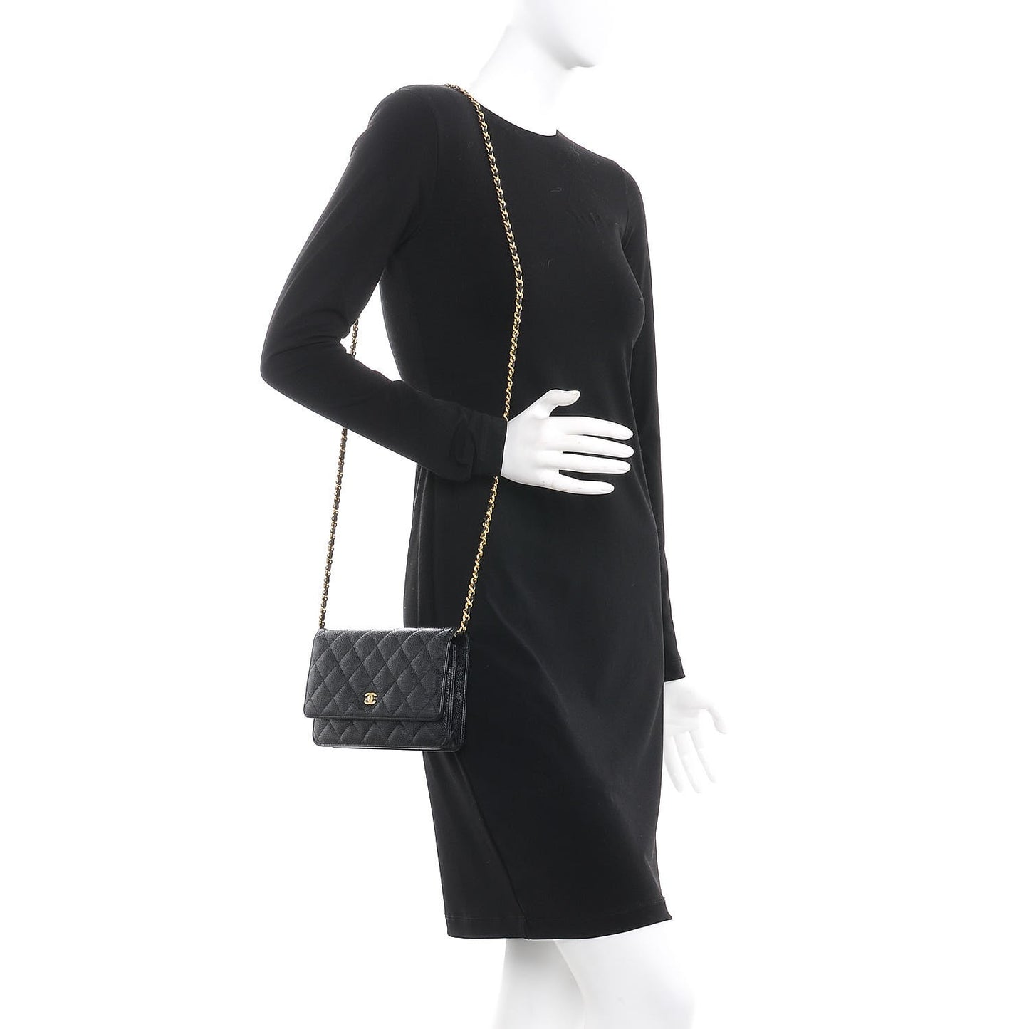 Caviar Quilted Wallet On Chain WOC Black