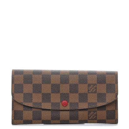 Louis Vuitton Damier Ebene Emilie Wallet Red 1 of 7
