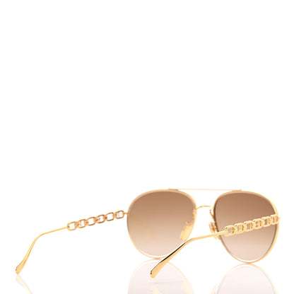 Louis Vuitton Metal My LV Chain Pilot Sunglasses Z1539E Gold 4 of 9