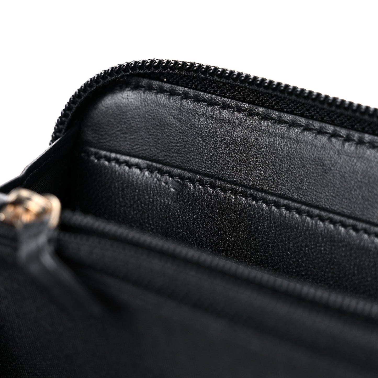 Lambskin Quilted Boy Zip Around Wallet Black