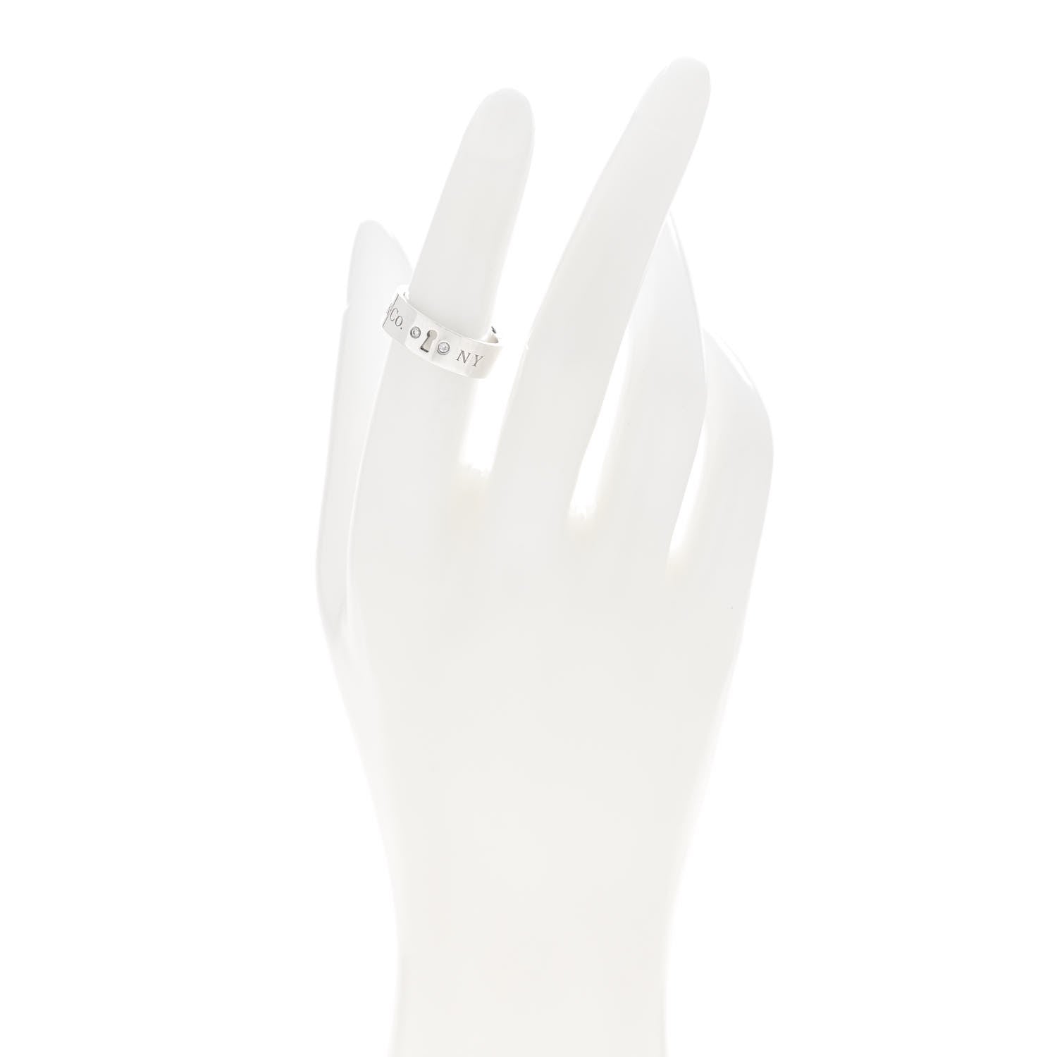 Tiffany Sterling Silver Diamond Locks Ring 51 5.75 2 of 4