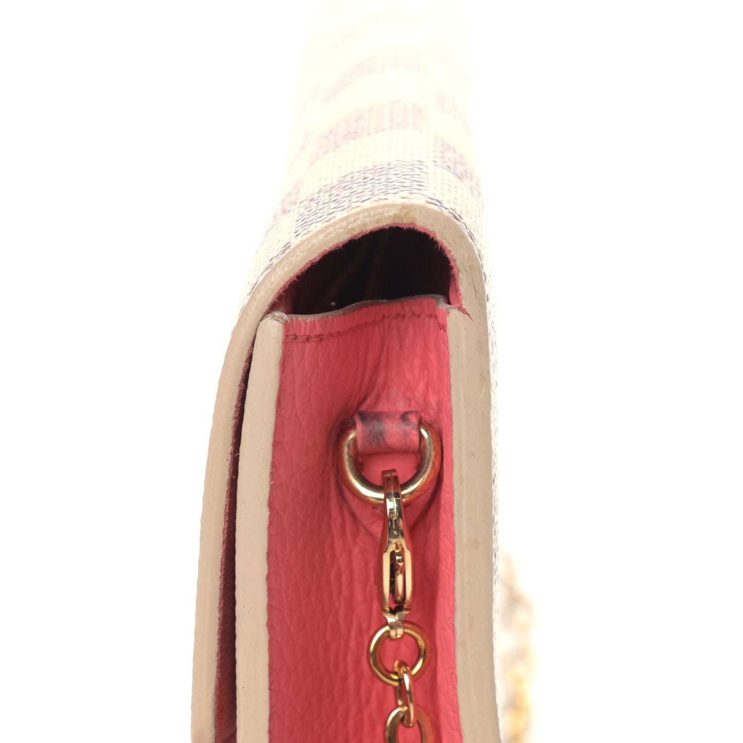 Damier Azur Croisette Chain Wallet Rose Papaye
