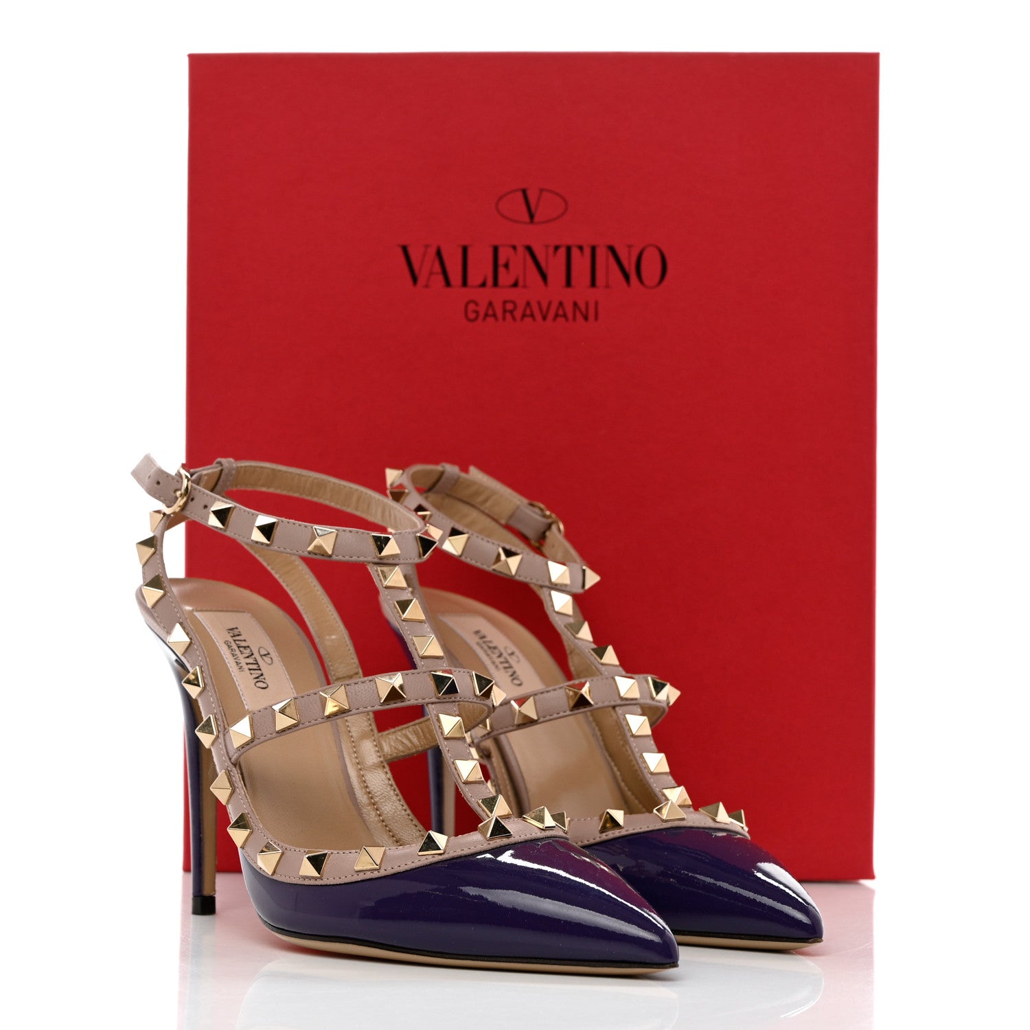 Valentino Garavani Patent Nappa Rockstud Ankle Strap 100mm Pumps 37 Purple Poudre 8 of 8