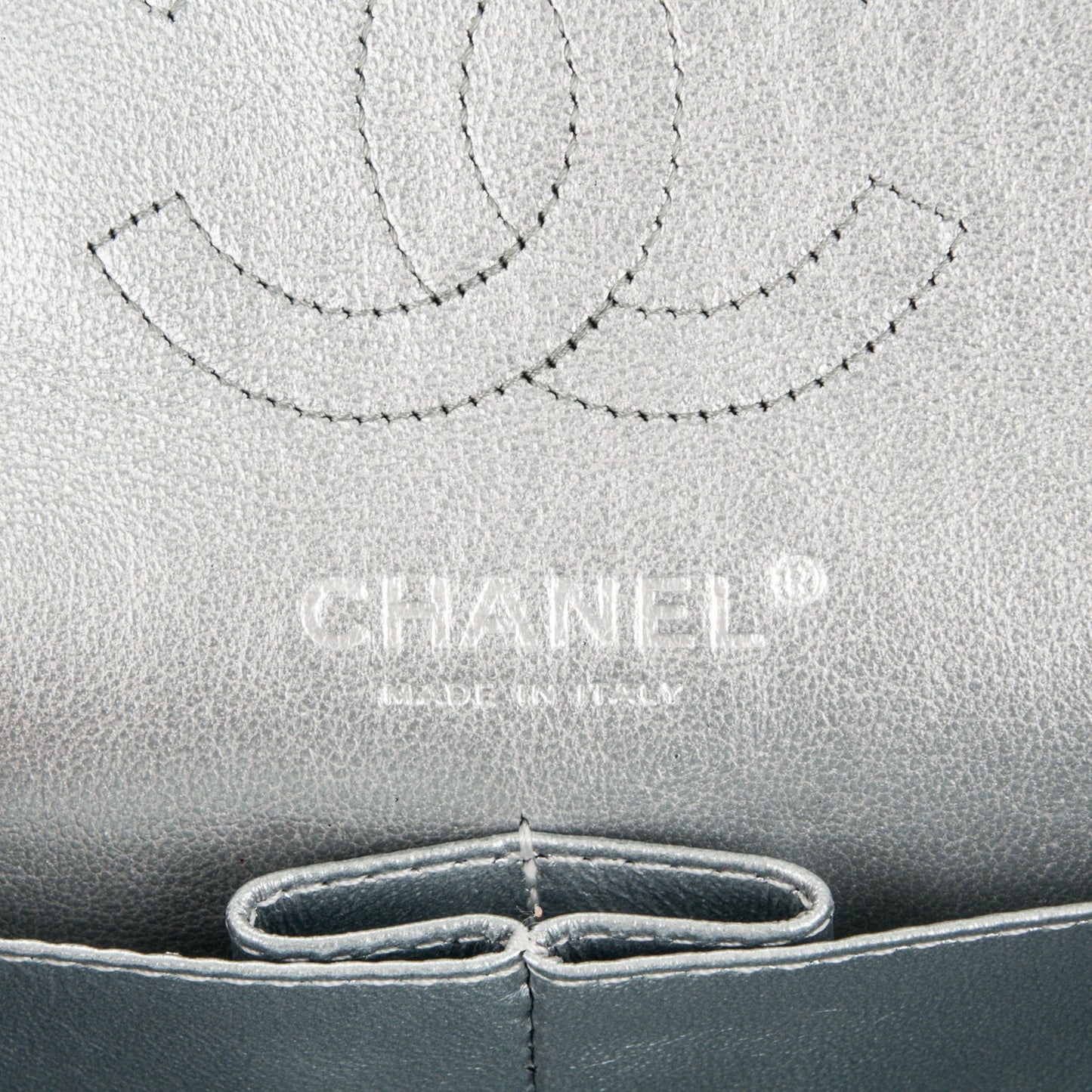 Metallic Lame Quilted Small Double Flap Silver