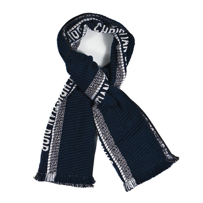 Christian Dior Wool Silk Oblique University Reversible Scarf Navy Blue 2 of 3
