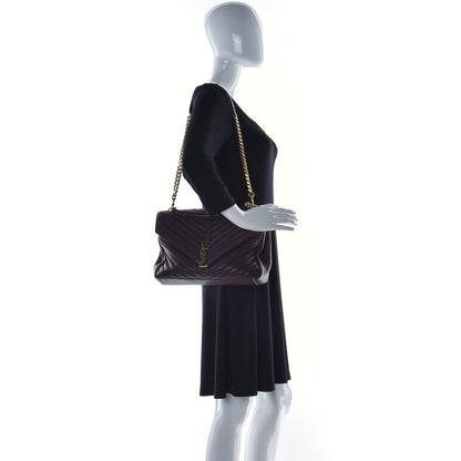 Saint Laurent Sheepskin Matelasse Chevron Monogram Large College Satchel Bordeaux 2 of 24