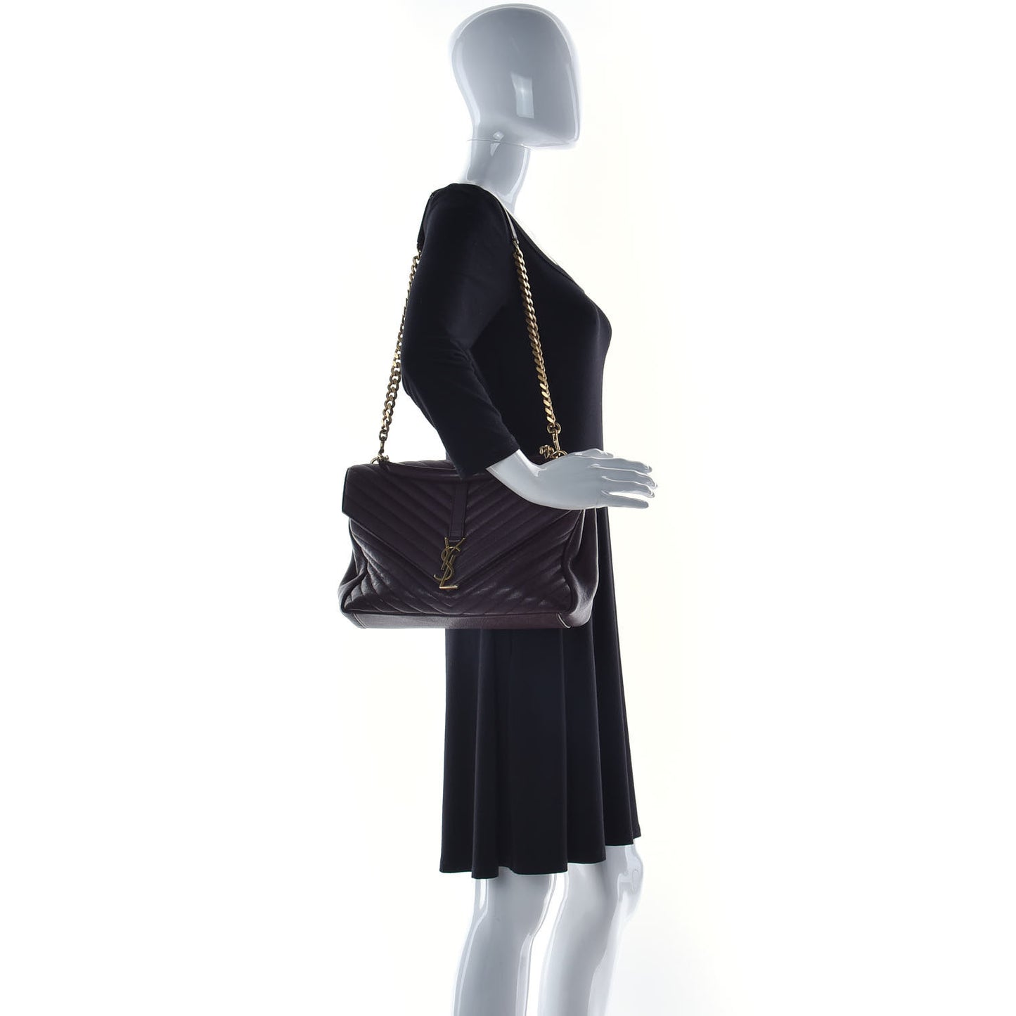 Sheepskin Matelasse Chevron Monogram Large College Satchel Bordeaux