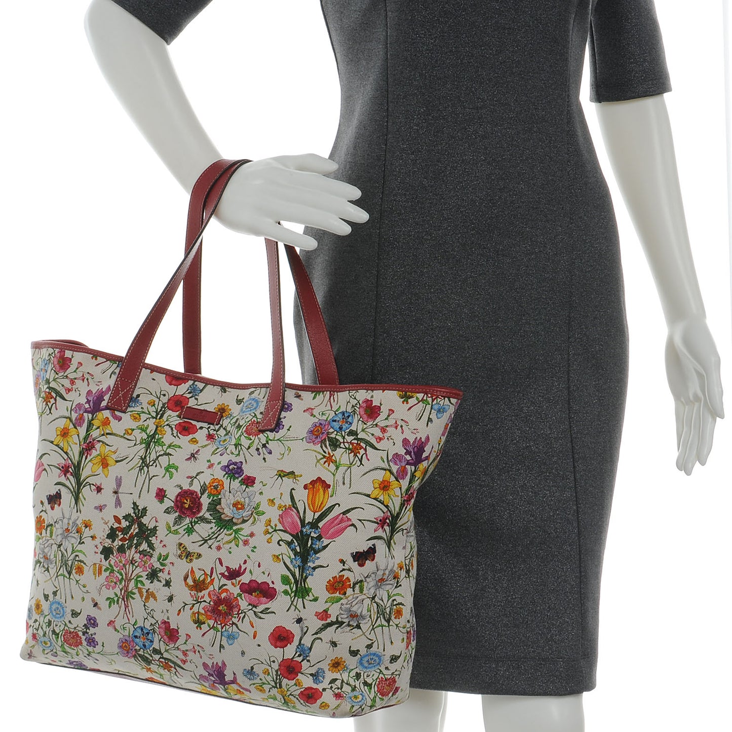 Canvas Floral Flora Large Tote Red
