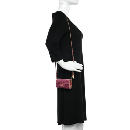Chanel Velvet Camellia Embossed Jewel Belt Card Holder With Chain Pink 2 of 13