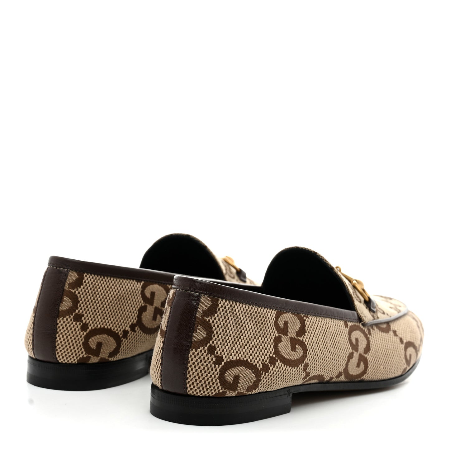 Monogram Jumbo GG Malaga Kid Horsebit Womens Jordaan Loafers 40 Camel Ebony New Acero Beige