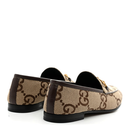 Gucci Monogram Jumbo GG Malaga Kid Horsebit Womens Jordaan Loafers 40 Camel Ebony New Acero Beige 5 of 10