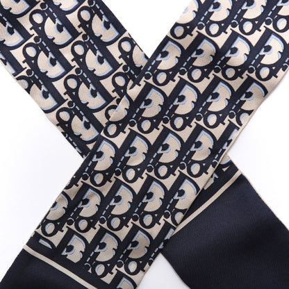 Christian Dior Silk Oblique Mitzah Scarf Blue 4 of 4