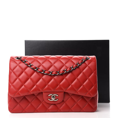 Chanel Lambskin Quilted Jumbo Double Flap Red 12 of 12