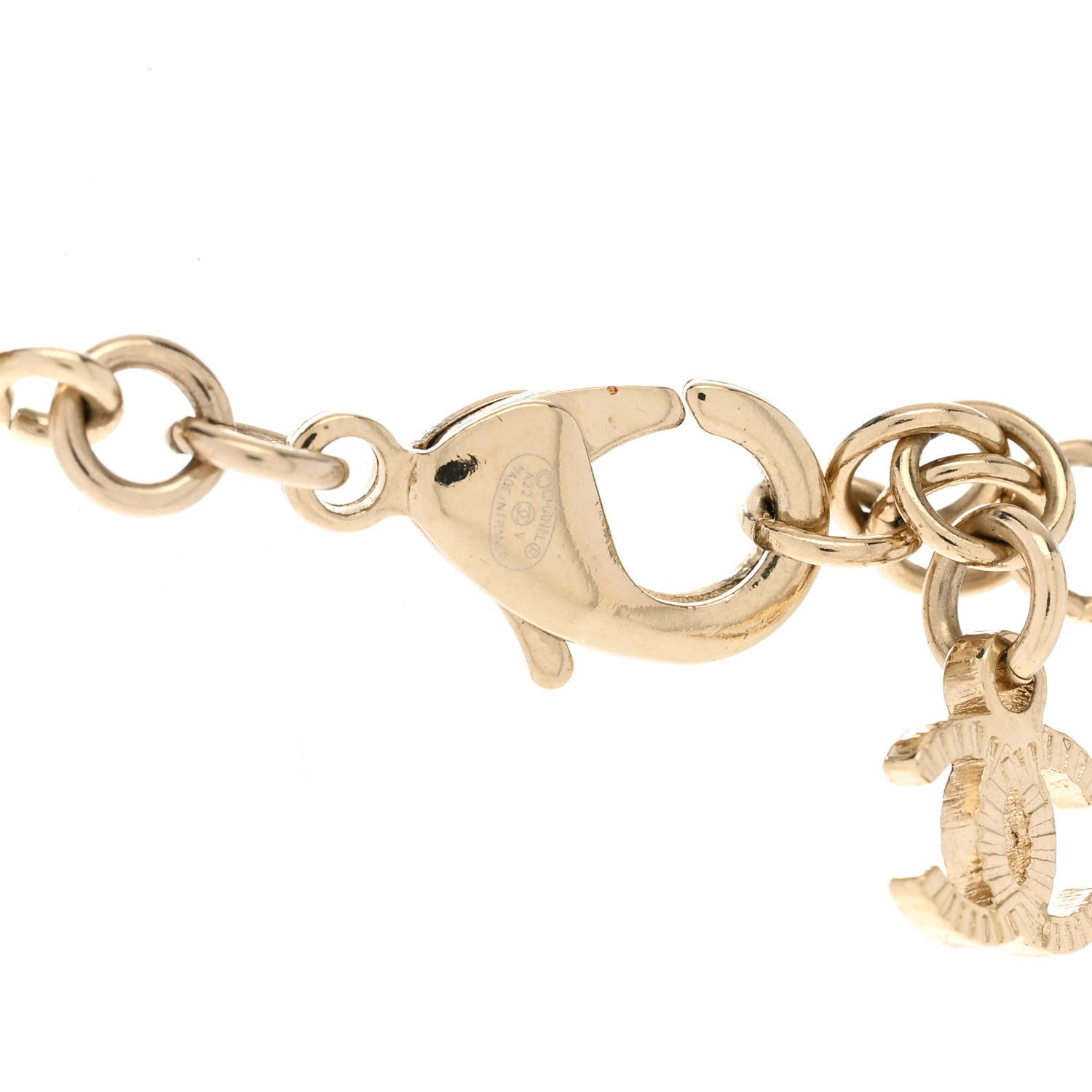 Chanel Crystal CC Chain Short Necklace Gold 4 of 4