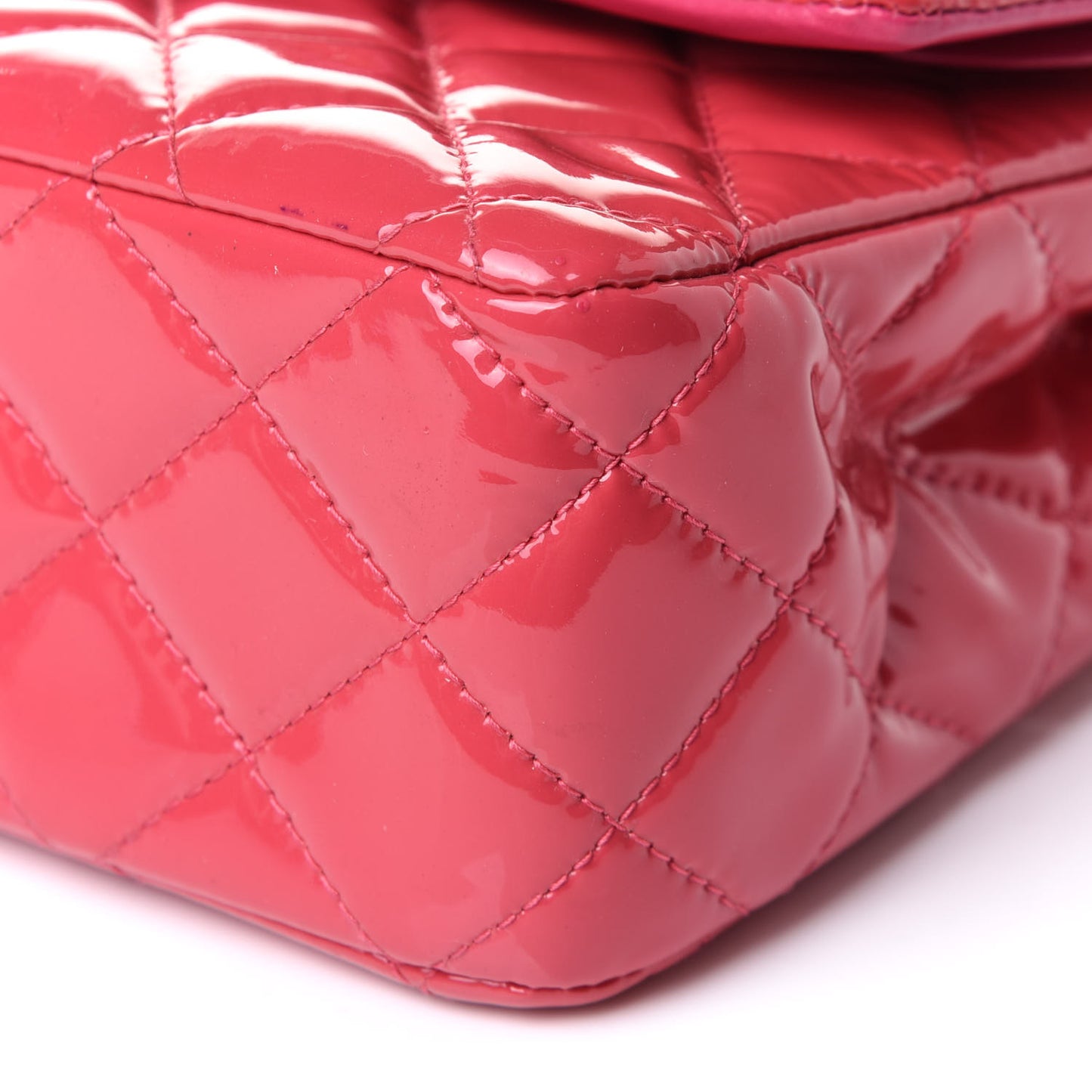 Patent Quilted Medium Double Flap Pink