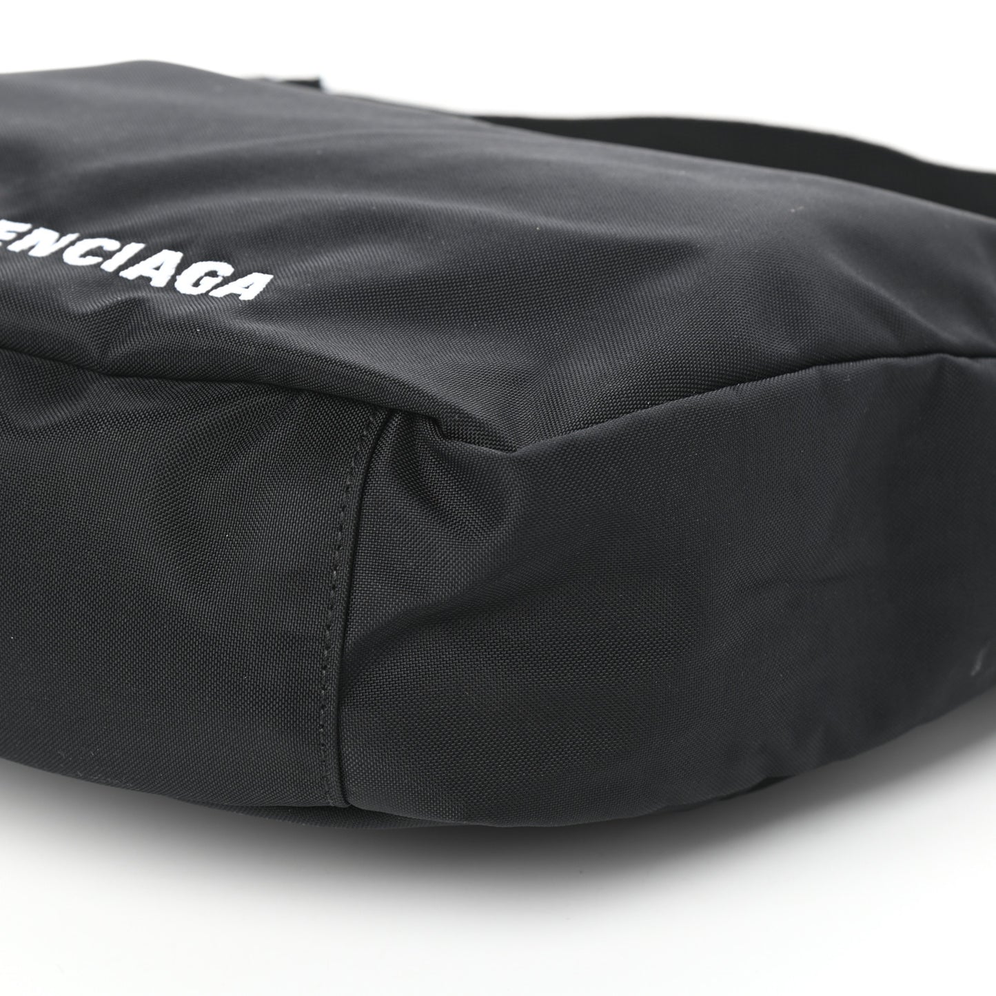 Recycled Sport Nylon Logo Embroidered Large Wheel Sling Bag Black White