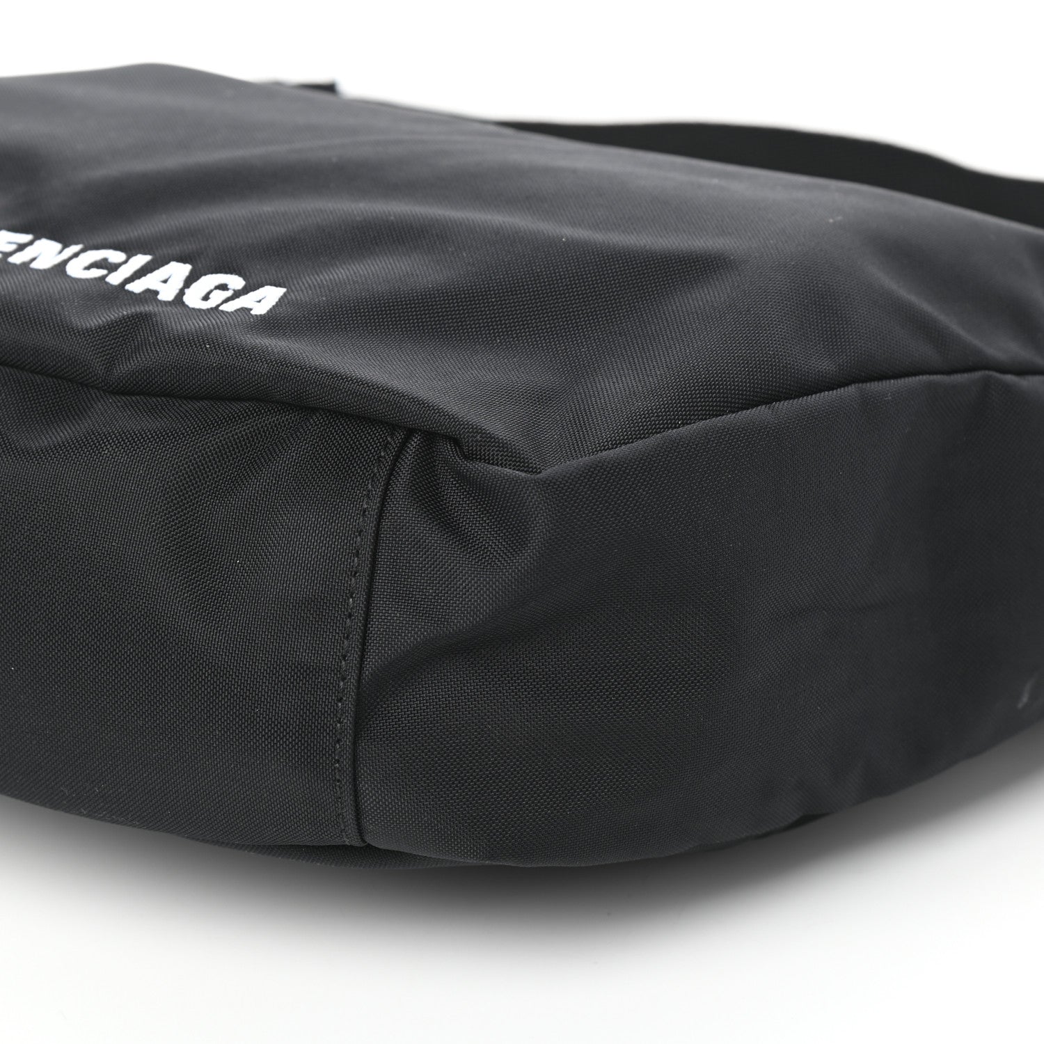 Balenciaga Recycled Sport Nylon Logo Embroidered Large Wheel Sling Bag Black White 9 of 9