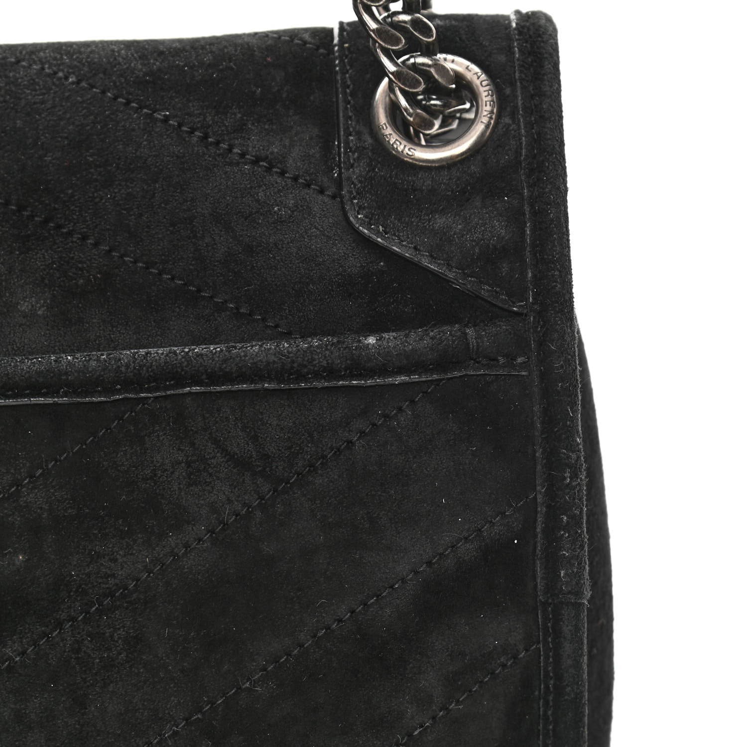 Saint Laurent Suede Monogram Medium Niki Chain Satchel Black 14 of 15